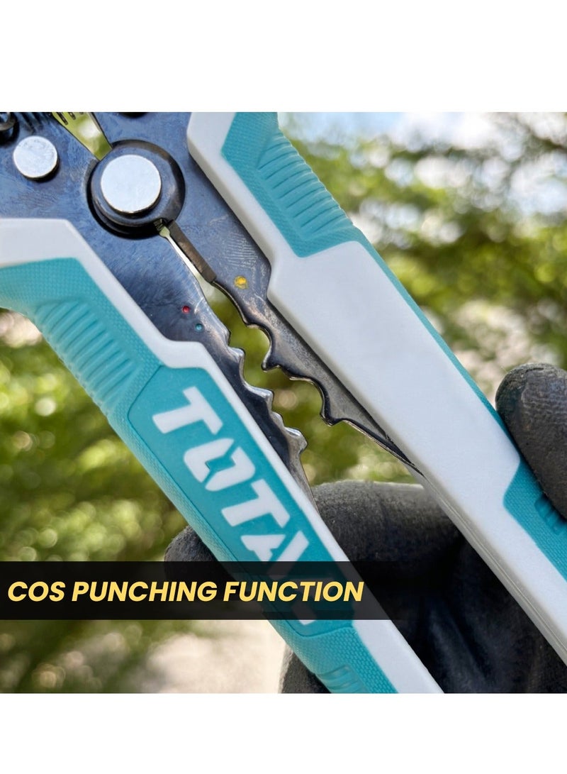 TOTAL THT152429 210mm Automatic Wire Stripper 3-in-1 Industrial Tool Non-Contact Voltage Detection NCV Cutting Stripping Crimping 10-24AWG Insulated Non-Insulated Terminals Multipurpose Electrical Pliers Copper Aluminum Wire Heavy Duty - Image 5