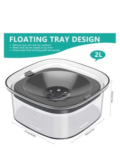 Generic Pet Cat Dog Water Bowl, Non Slip Slow Water Feeder for Cats, 2L Large Capacity No Spill Splash Free Cat Water Bowl, for Dogs Cats Pets(Transparent)  - Image 3