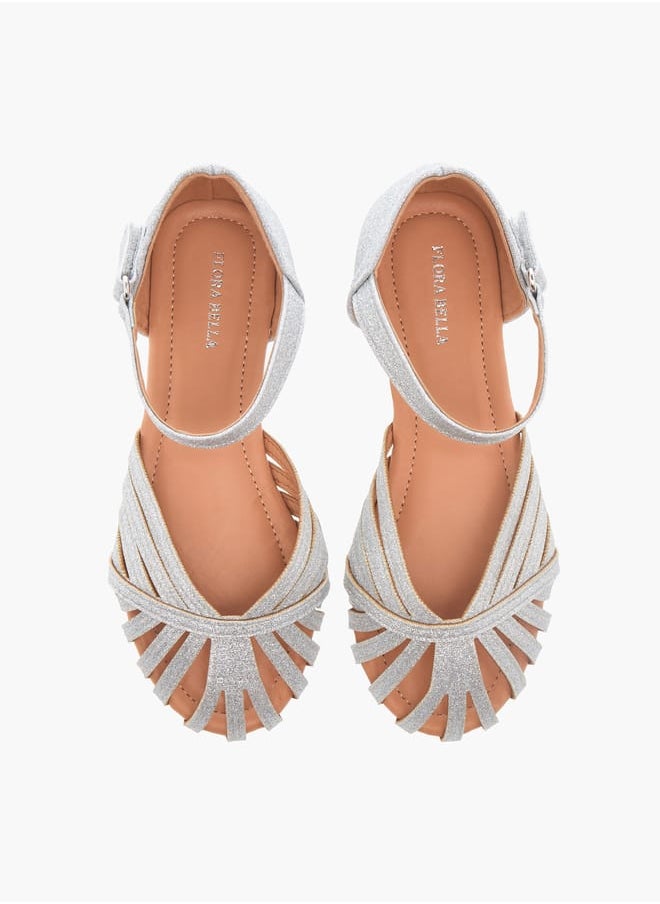 Flora Bella By Shoexpress Girls Strap Detail Ballerina Shoes with Hook and Loop Closure  - Image 1