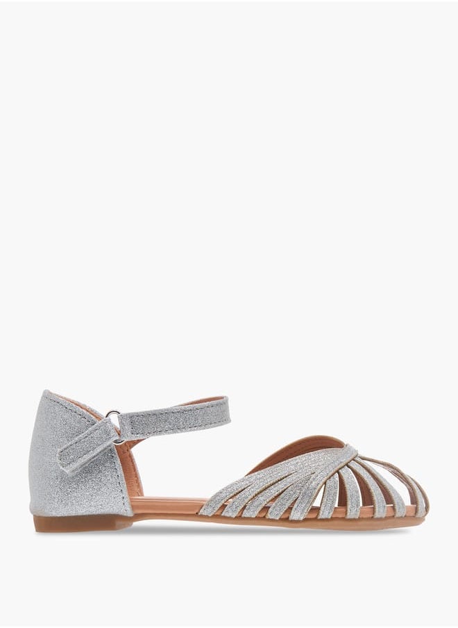 Flora Bella By Shoexpress Girls Strap Detail Ballerina Shoes with Hook and Loop Closure  - Image 2