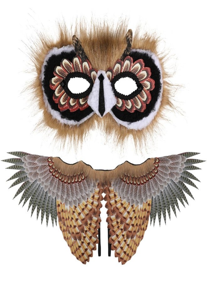 Toddmomy Owl Costume Set, Owl Wings Mask Bird Wing Eagle Hawk Cosplay Halloween Bird Costume Party Performance Prop for Kids Boys Girls - Image 1