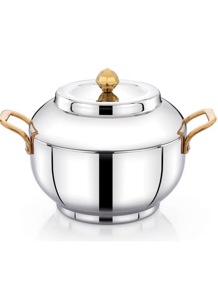 Homemaker Celerio Hotpot 12000ml – Premium Stainless Steel Casserole with Airtight Gold Lid & Silver Finish – Superior Heat Retention – Hand & Dishwasher Safe - Image 1