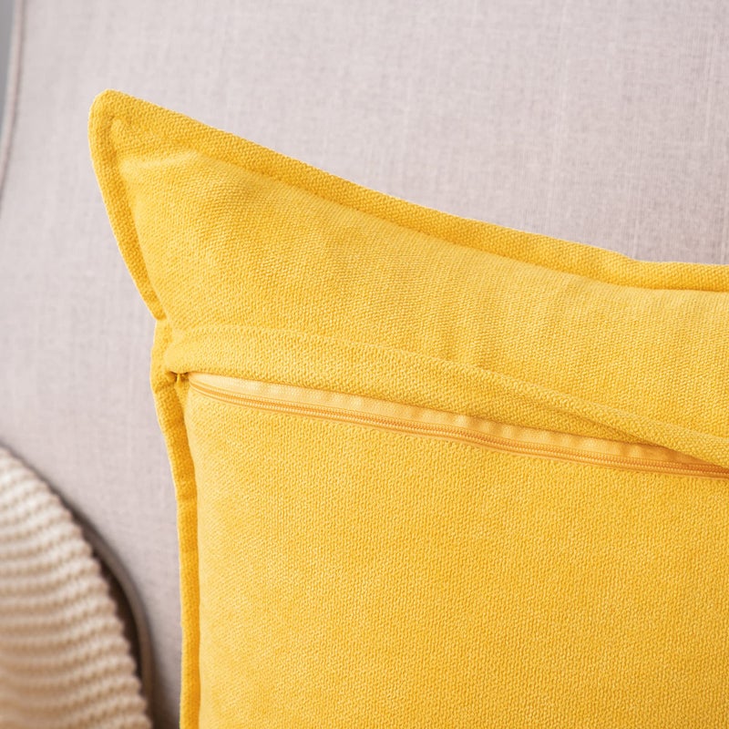 MADIZZ MADIZZ Set of 2 Short Chenille Throw Pillow Covers 12x20 Inch Yellow Soft Decorative Cushion Cover for Sofa Bedroom Pillow Shell  - Image 3