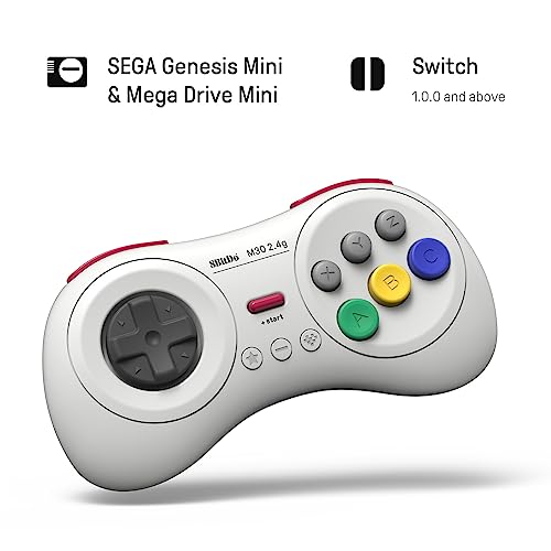 8Bitdo M30 2.4G Wireless Gamepad for Sega Genesis Mini and Mega Drive Mini and Switch with 6-Button Layout (White) - Image 2
