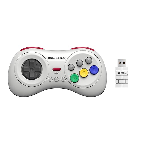 8Bitdo M30 2.4G Wireless Gamepad for Sega Genesis Mini and Mega Drive Mini and Switch with 6-Button Layout (White) - Image 1