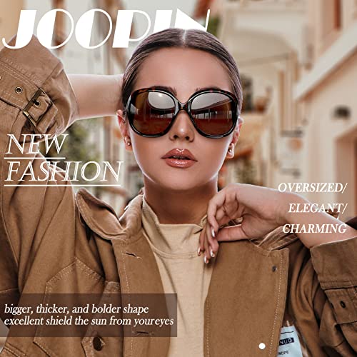 Joopin Trendy Oversized Sunglasses Jackie Shades for Women Ladies Polarized Sun Glasses Chunky Sunnies (Black+Leopard Brown) - Image 3