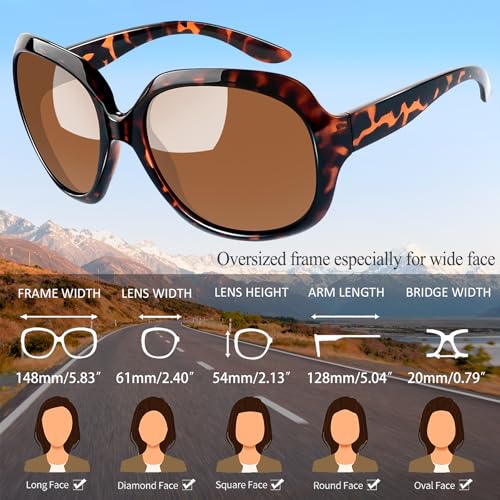 Joopin Trendy Oversized Sunglasses Jackie Shades for Women Ladies Polarized Sun Glasses Chunky Sunnies (Black+Leopard Brown) - Image 5