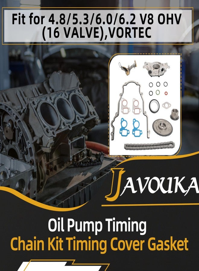 JAVOUKA M295HV Oil Pump Timing Chain Kit Timing Cover Gasket for Chevy Silverado Tahoe Corvette Avalanche,for GMC Yukon Sierra, for Cadillac,for Buick,for Hummer,for Saab, for Pontiac 4.8/5.3/6.0/6.2 07-13 - Image 2