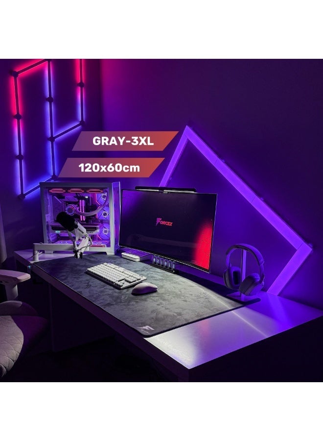 فورس اكس لوحة ماوس Forcex Signature Gray المقاومة للماء للألعاب باللونين الرمادي والأبيض - لوحة ماوس كبيرة الحجم غير قابلة للانزلاق للاعبين، سطح دقيق، تصميم متين 3XL (120*60 سم) - Image 2