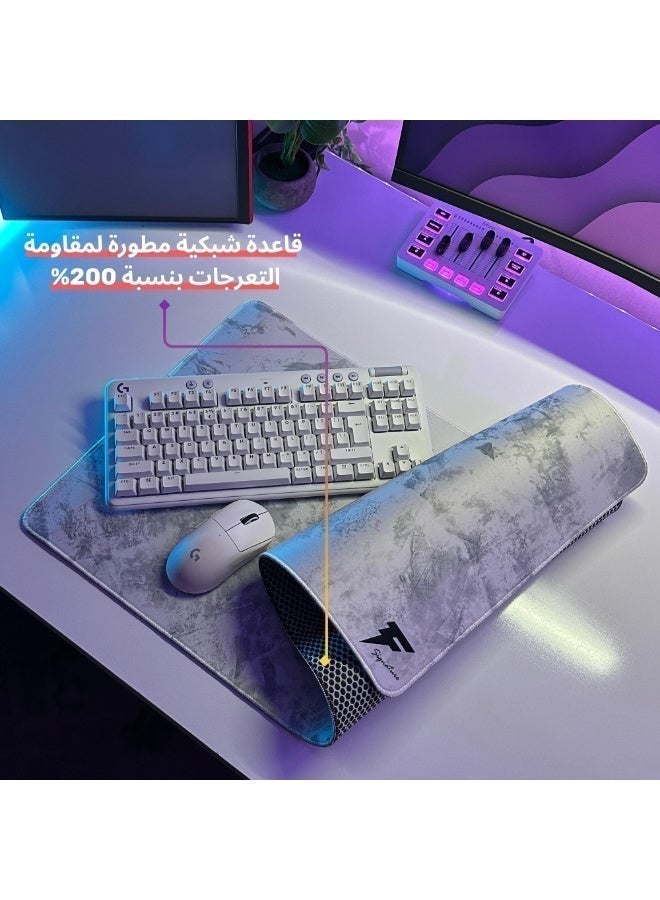 فورس اكس لوحة ماوس Forcex Signature Gray المقاومة للماء للألعاب باللونين الرمادي والأبيض - لوحة ماوس كبيرة الحجم غير قابلة للانزلاق للاعبين، سطح دقيق، تصميم متين 3XL (120*60 سم) - Image 4