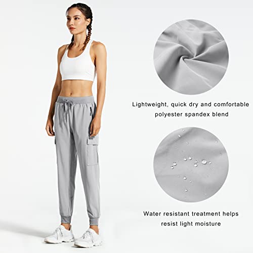 Libin Women's Cargo Joggers Lightweight Quick Dry Hiking Pants Athletic Lounge Casual Travel, Light Gray M - Image 3