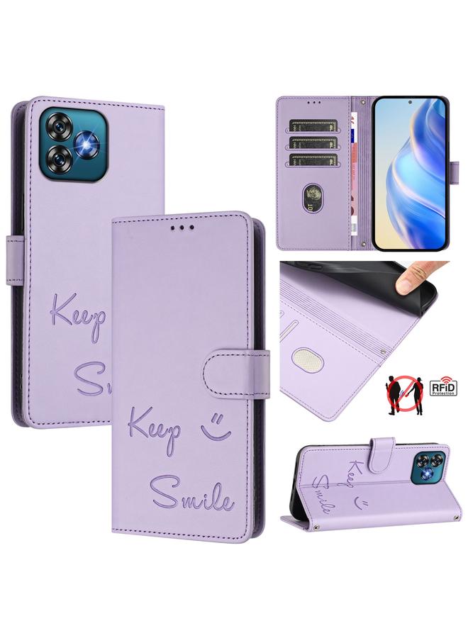 S-TOP Case For Oukitel C53 Smile Embossing RFID Leather Phone Case - Image 1