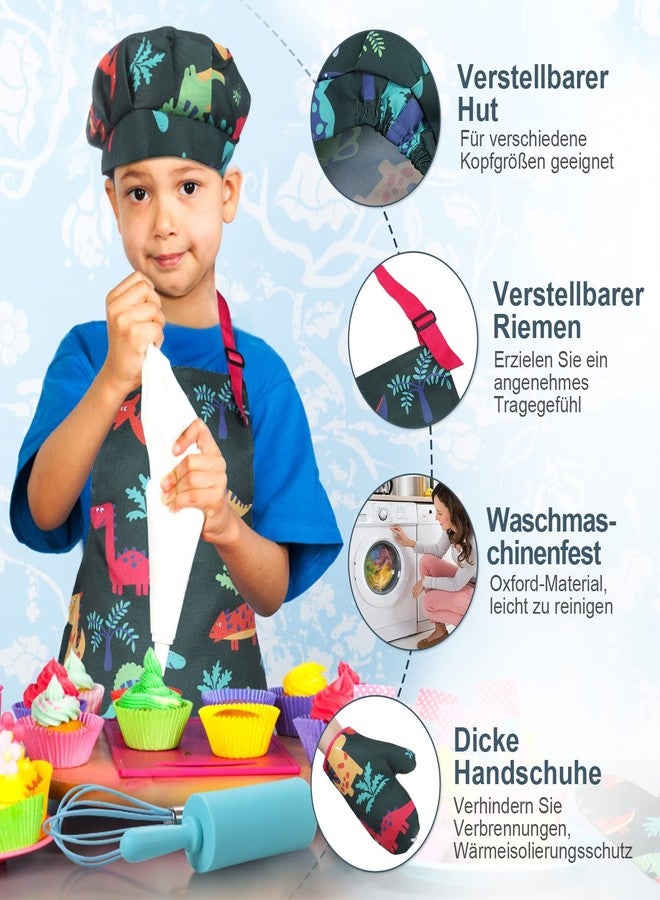 Anpro Complete Kids Cooking and Baking Set - 27 Pcs Includes Aprons for Girls, Chef Hat, Mitt & Utensil to Dress Up Chef Costume Career Role Play for 3-7 Years Boys - Image 3