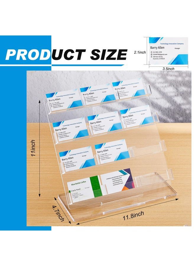 Dunzoom Business Card Holder for Desk Acrylic Business Card Holder Business Display Stand Multiple Business Card Organizer for Office Meeting Exhibition Home (Clear,12 Slots) - Image 2