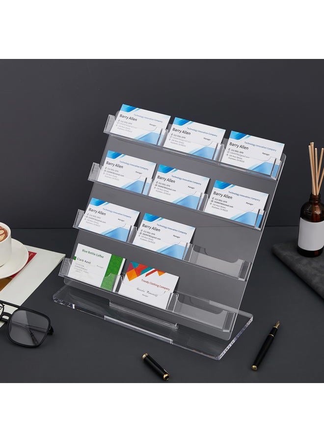 Dunzoom Business Card Holder for Desk Acrylic Business Card Holder Business Display Stand Multiple Business Card Organizer for Office Meeting Exhibition Home (Clear,12 Slots) - Image 5
