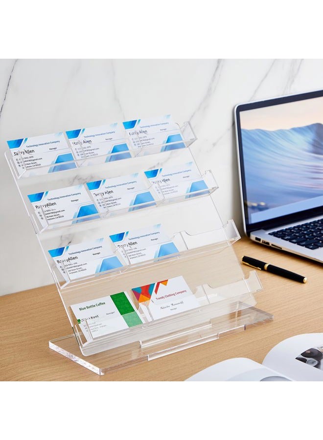 Dunzoom Business Card Holder for Desk Acrylic Business Card Holder Business Display Stand Multiple Business Card Organizer for Office Meeting Exhibition Home (Clear,12 Slots) - Image 4