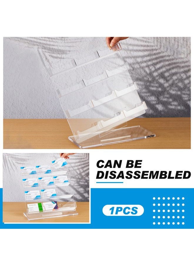 Dunzoom Business Card Holder for Desk Acrylic Business Card Holder Business Display Stand Multiple Business Card Organizer for Office Meeting Exhibition Home (Clear,12 Slots) - Image 3