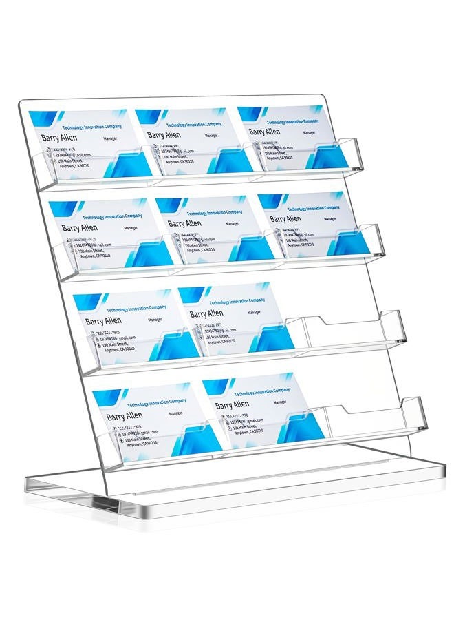 Dunzoom Business Card Holder for Desk Acrylic Business Card Holder Business Display Stand Multiple Business Card Organizer for Office Meeting Exhibition Home (Clear,12 Slots) - Image 1