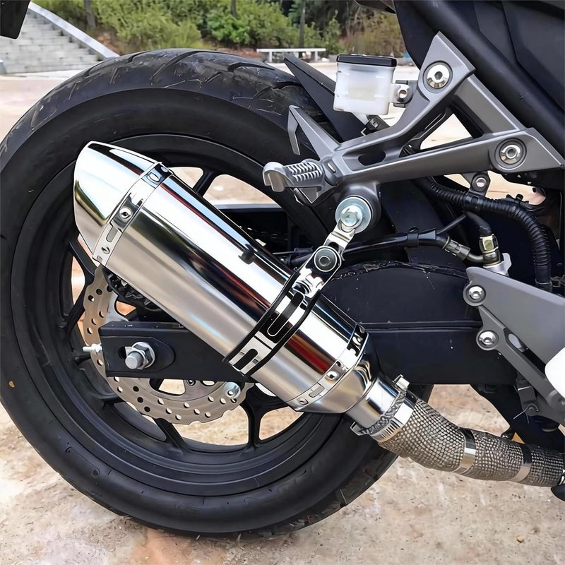 PACEWALKER Motorcycle Slip On Muffler, 1.5-2" Universal Motorcycle Exhaust with Removable DB Killer for Street/Sport Motorcycles and Scooters, Dirt Bike ATV Street Bike 38-51mm Inlet(Plating) - Image 4