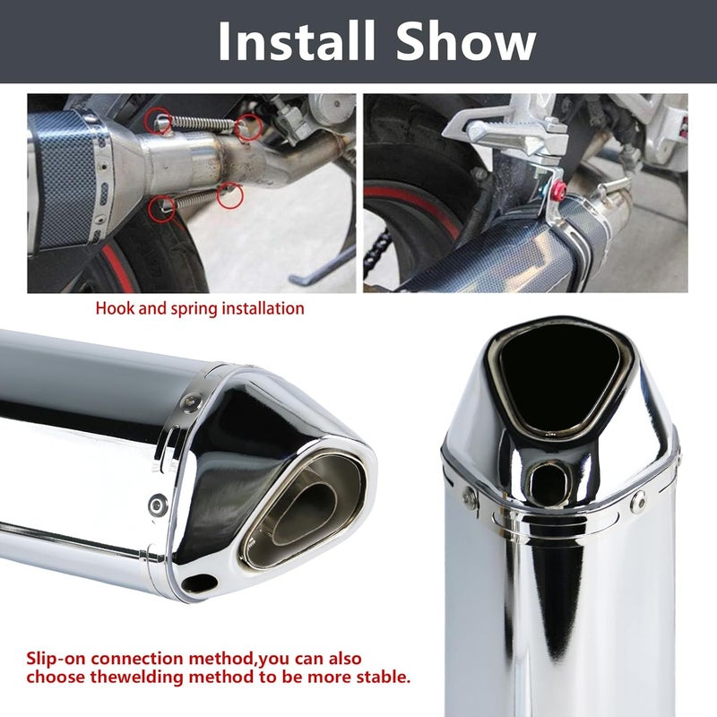PACEWALKER Motorcycle Slip On Muffler, 1.5-2" Universal Motorcycle Exhaust with Removable DB Killer for Street/Sport Motorcycles and Scooters, Dirt Bike ATV Street Bike 38-51mm Inlet(Plating) - Image 5