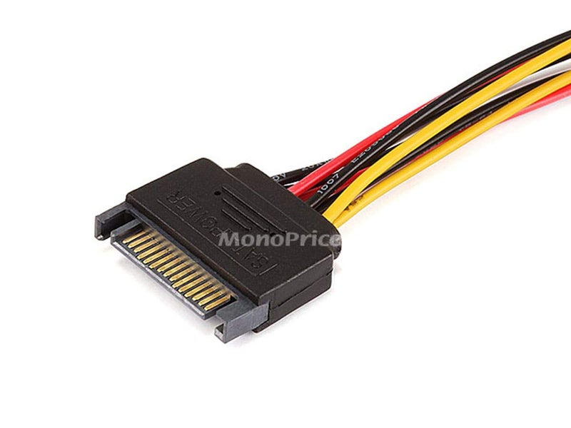 Monoprice SATA Cable - 1 Feet - SATA 15-pin Male to 4-pin Molex and 4-pin Power Cable - Image 2