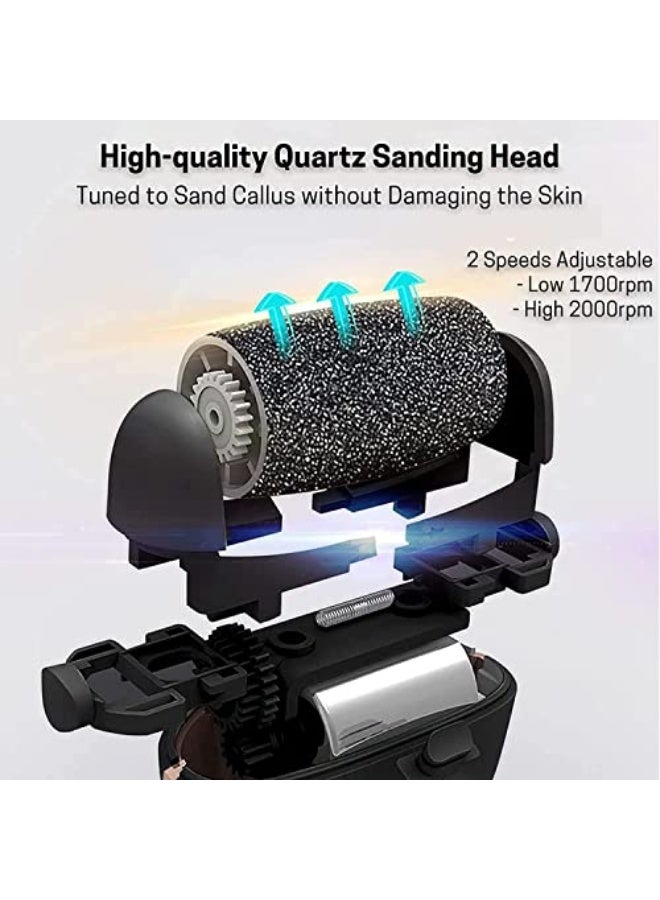 Electric Foot File Dead Skin Remover Rechargeable Nail File Professional Waterproof Foot Scraper 3 Roller Heads 2 Speeds Foot Care Kit (Black) - Image 5