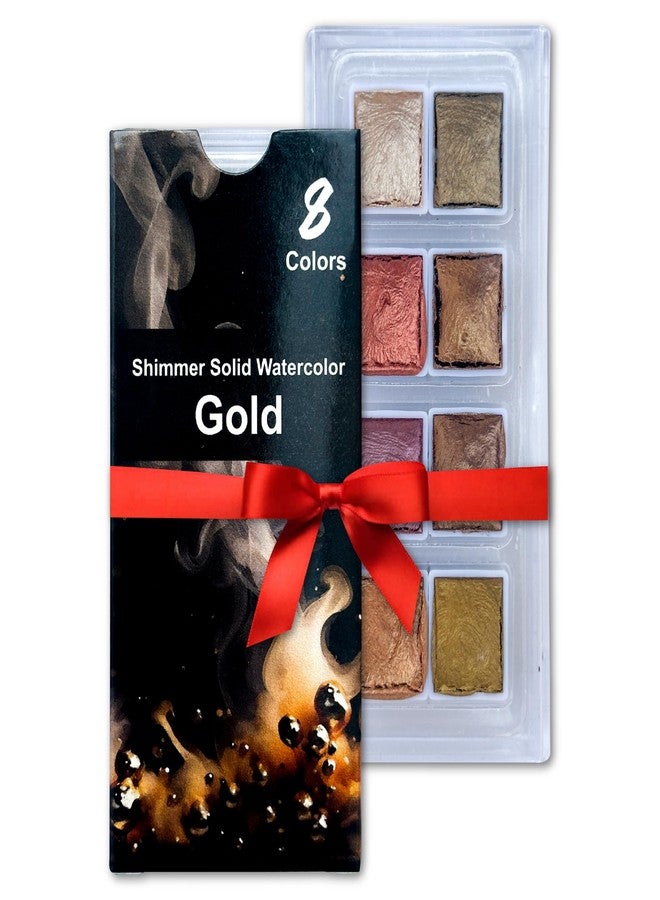 The Crafthives Crafthives Shimmer Watercolor Set Gold Magic 8 Metallic Pearlescent Solid Colors for Painting Calligraphy Journaling Illustration DIY Crafts Artists and Kids - Image 3