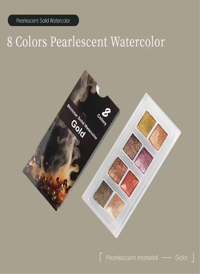 The Crafthives Crafthives Shimmer Watercolor Set Gold Magic 8 Metallic Pearlescent Solid Colors for Painting Calligraphy Journaling Illustration DIY Crafts Artists and Kids - Image 2