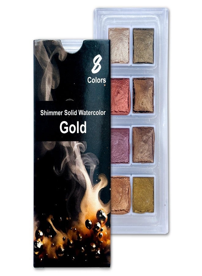 The Crafthives Crafthives Shimmer Watercolor Set Gold Magic 8 Metallic Pearlescent Solid Colors for Painting Calligraphy Journaling Illustration DIY Crafts Artists and Kids - Image 1