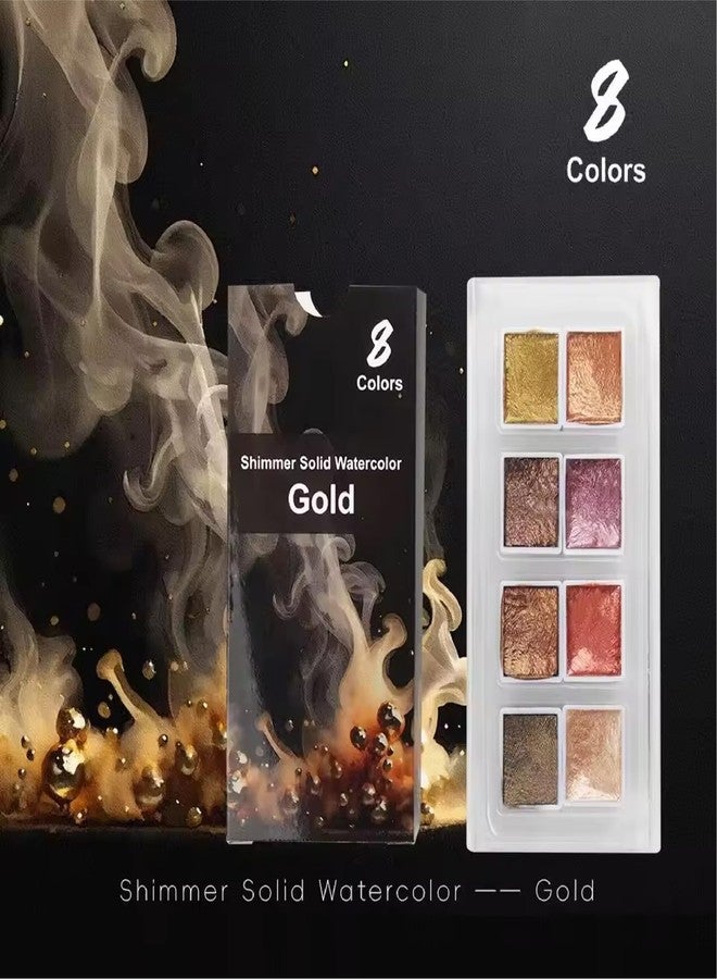 The Crafthives Crafthives Shimmer Watercolor Set Gold Magic 8 Metallic Pearlescent Solid Colors for Painting Calligraphy Journaling Illustration DIY Crafts Artists and Kids - Image 5
