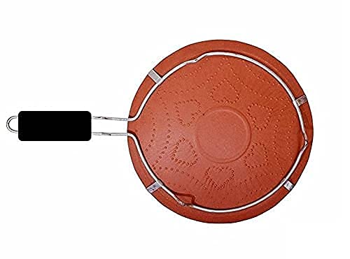 SHRIYAM CRAFT SHRIYAM CRAFT Handmade Earthenware Clay Tawa for Roti with Handle Standard Size Brown Q2 Tawa Pack of 2  - Image 2