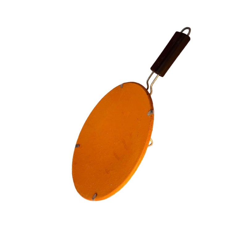 SHRIYAM CRAFT SHRIYAM CRAFT Handmade Earthenware Clay Tawa for Roti with Handle Standard Size Brown Q2 Tawa Pack of 2  - Image 3