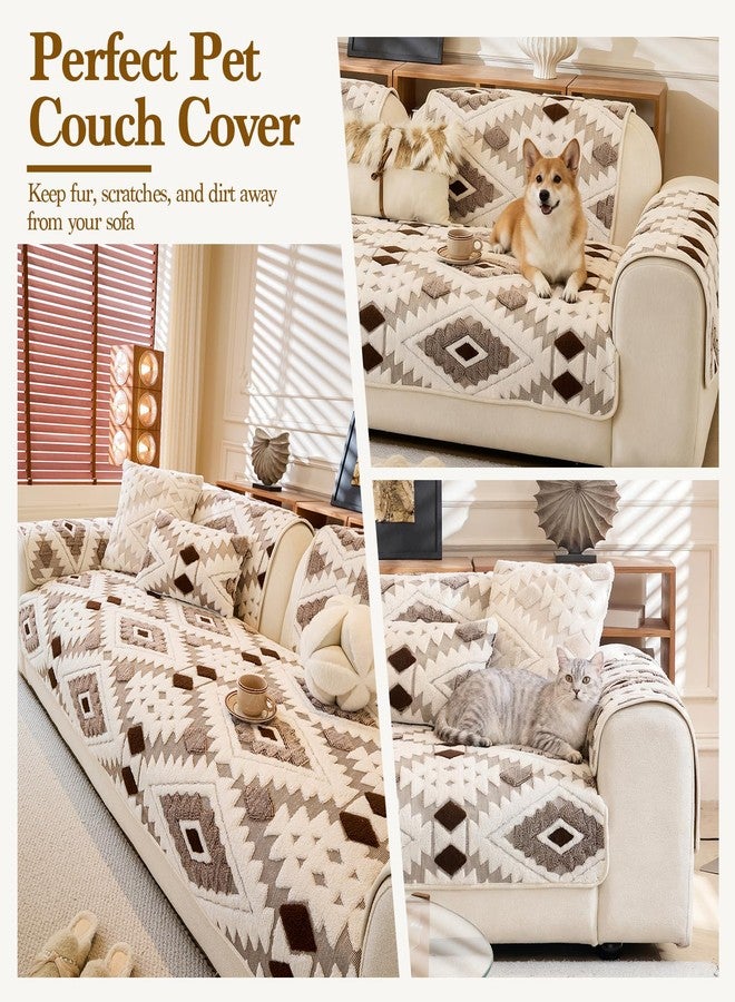 WEYOND Couch Cover for Dogs Washable, Soft Plush Sofa Cover for Loveseat & 2/3 Cushion Sofa, Pet-Friendly Couch Covers for Sofa, Non-Slip Sofa Slipcover (Coffee, 35.5" x 63") - Image 5
