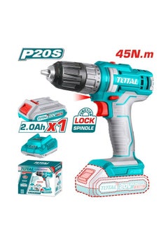 TOTAL Total Lithium-Ion Cordless Power Drill 20V, Drills Machine with 15+1 Torque Settings & Integrated LED Light – Perfect for Home Improvement & DIY Projects - Battery & charger  - Image 1