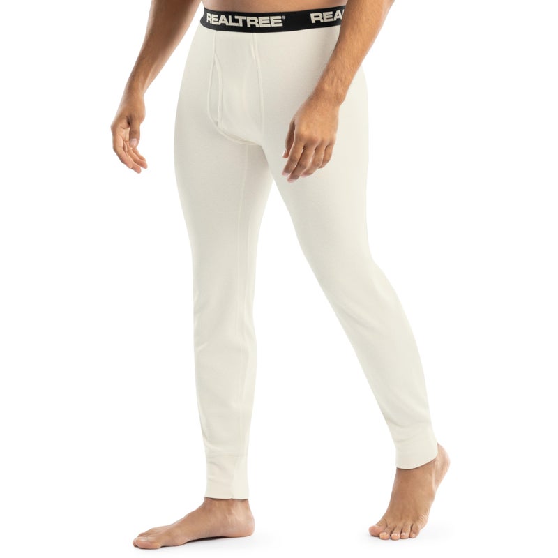 Realtree Men's Heavyweight Cotton Polyester Thermal Long Johns Underwear Bottom, Ivory, Medium - Image 4