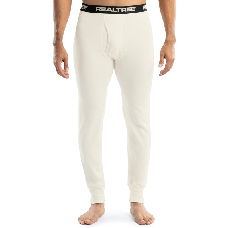 Realtree Men's Heavyweight Cotton Polyester Thermal Long Johns Underwear Bottom, Ivory, Medium - Image 1