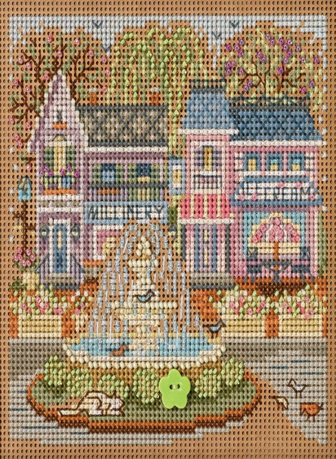Mill Hill Town Square Beaded Counted Cross Stitch Kit Buttons & Beads 2023 Spring Series MH142315 - Image 1