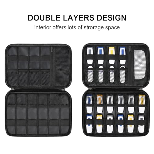 Lacdo USB Flash Drive Case Thumb Drive Holder Case Organizer Portable Electronic Accessories Storage Bag for SanDiskSamsungSamData USB Flash Drives Jump Drive Memory Stick Cable SD Card Black - Image 3