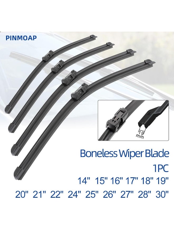 Generic Car Windshield Wiper blades Universal Soft Rubber Frameless Bracketless Car Wipers 1PC  14" 16" 17" 18" 19" 20" 21" 22" 24" 25" 26" 30"  - Image 1