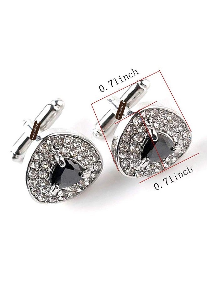 Ltvystore Ack Crystal White Rhinestones Heart Cufflinks For Women Men Shirt, Ltvystore Jewelry Trendy Geometric Cuff Links Buttons With Box - Image 3