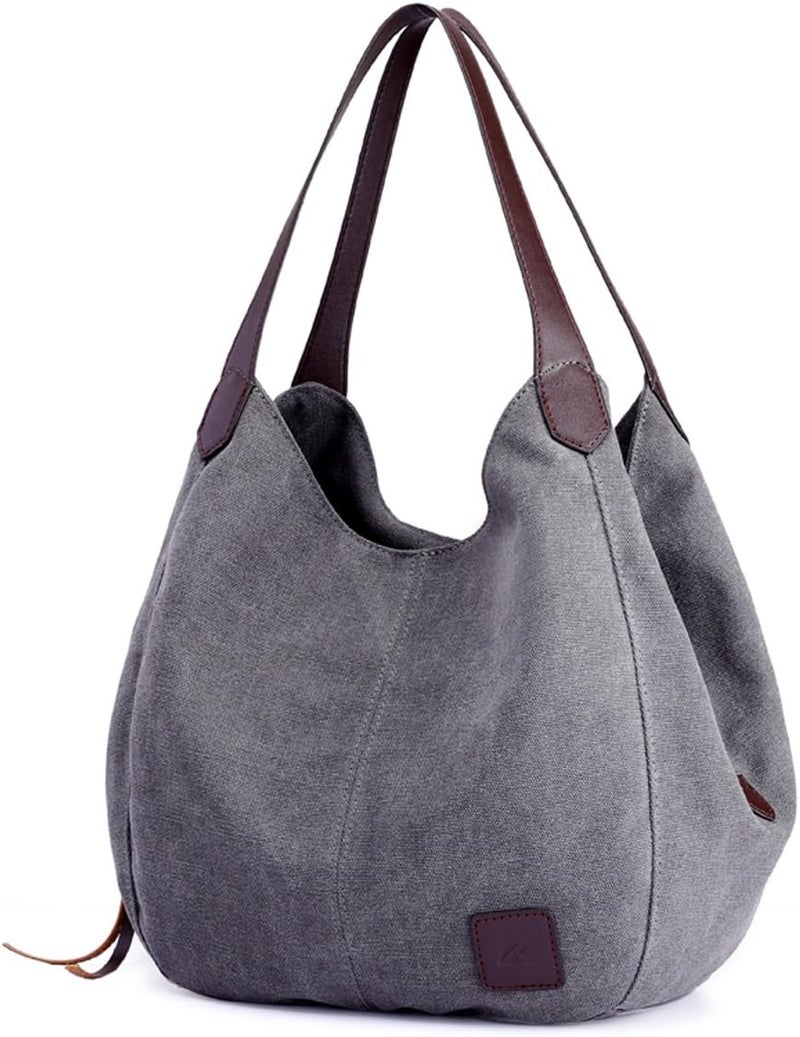 DOURR Store Women's Multi-pocket Shoulder Bag Fashion Cotton Canvas Handbag Tote Purse - Image 1
