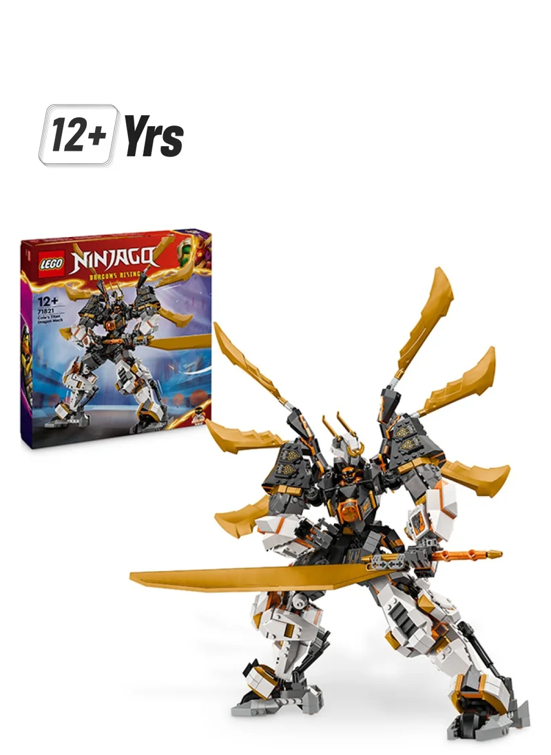 LEGO Ninjago Cole’S Titan Dragon Mech Adventure Toy For Boys And Girls, Ninja Playset With 1 Minifigure, Birthday Gift For Kids Aged 12 And Over (1,055 Pieces) 71821