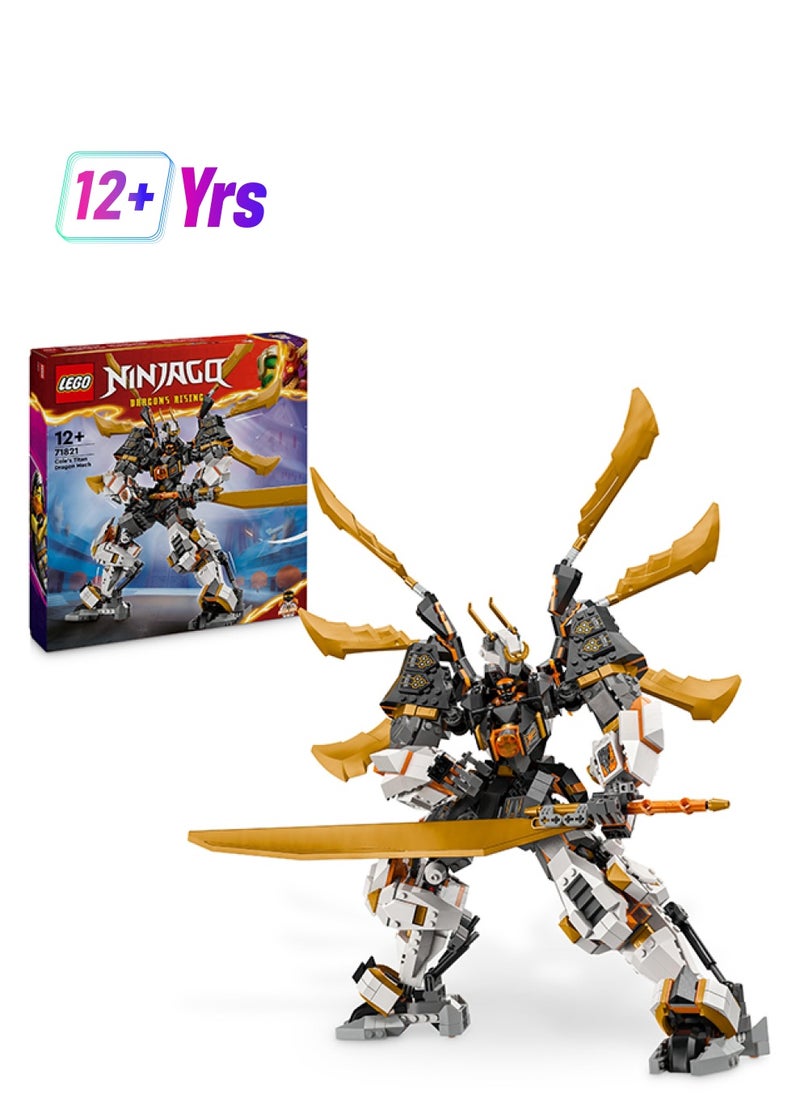 LEGO Ninjago Cole’S Titan Dragon Mech Adventure Toy For Boys And Girls, Ninja Playset With 1 Minifigure, Birthday Gift For Kids Aged 12 And Over (1,055 Pieces) 71821  - Image 1