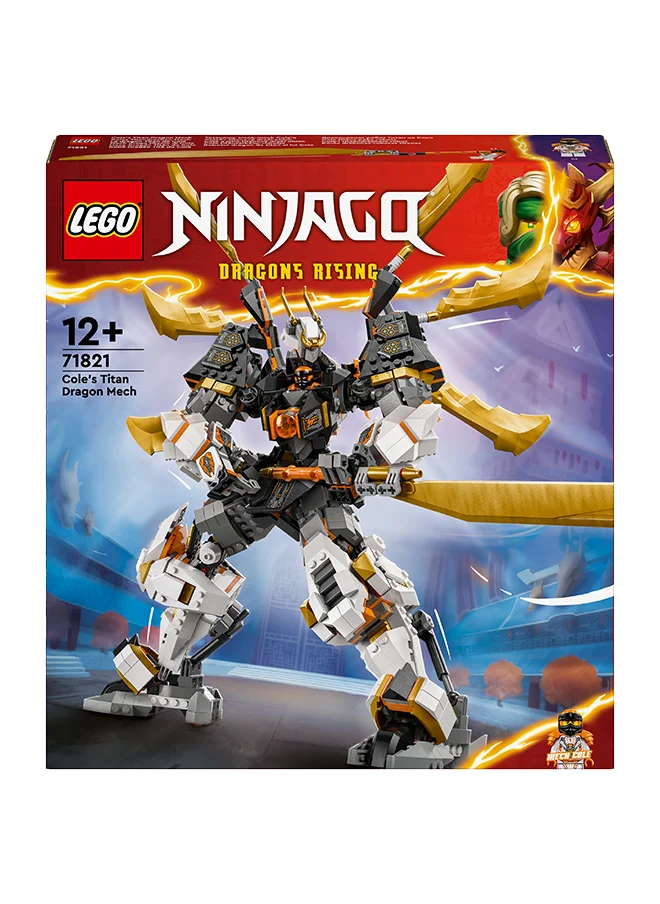 ليغو Ninjago Cole’S Titan Dragon Mech Adventure Toy For Boys And Girls, Ninja Playset With 1 Minifigure, Birthday Gift For Kids Aged 12 And Over (1,055 Pieces) 71821