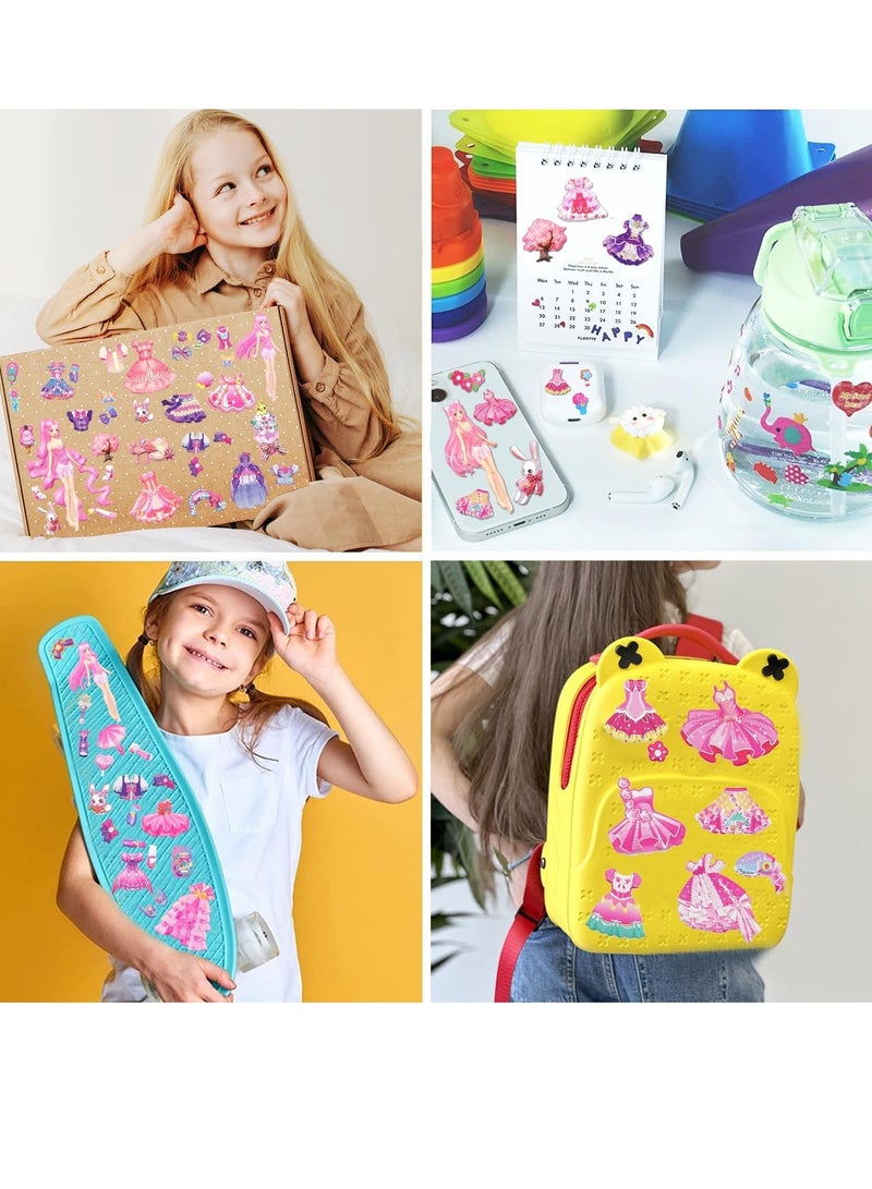 Yoawllty 3D Puffy Stickers for Kids, Princess Sticker, Cartoon Little Girl Princess Dress Stickers for Water Bottles Scrapbook Laptop Phone Skateboard Bike(Random)  - Image 3