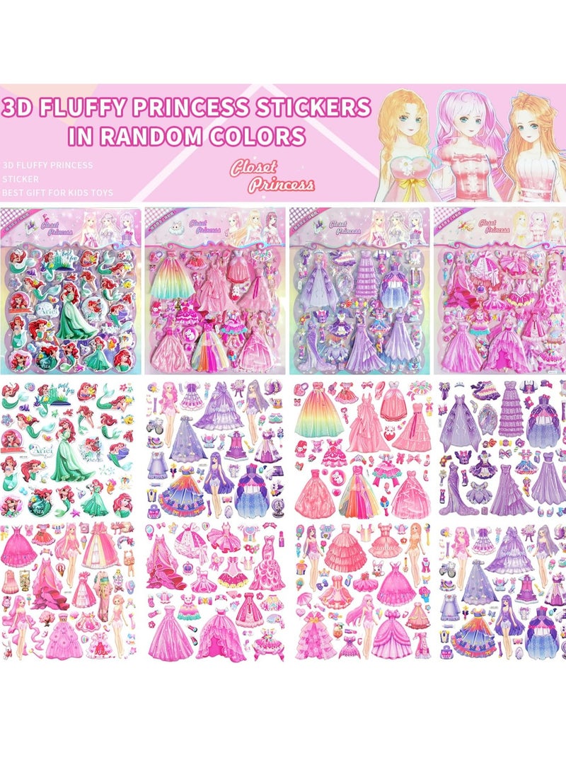 Yoawllty 3D Puffy Stickers for Kids, Princess Sticker, Cartoon Little Girl Princess Dress Stickers for Water Bottles Scrapbook Laptop Phone Skateboard Bike(Random)  - Image 5