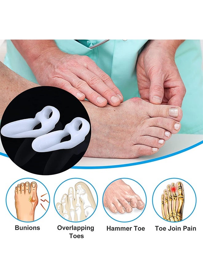 2 Pairs Gel Silicone Bunion Corrector Toe Protector Straightener Separator, Bunion Corrector & Bunion Relief Protector, Bunion Pads Cushion Bunion Protector For Men Women Kids(White) - Image 2