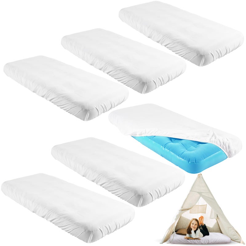 Breling Kids Air Mattress Fitted Sheets Compatible with Intex Cozy Kidz Sheet Only Toddler Inflatable Mattress Sheets for Kids Sleepover Party Travel Camping AirbedWhite6 Pcs