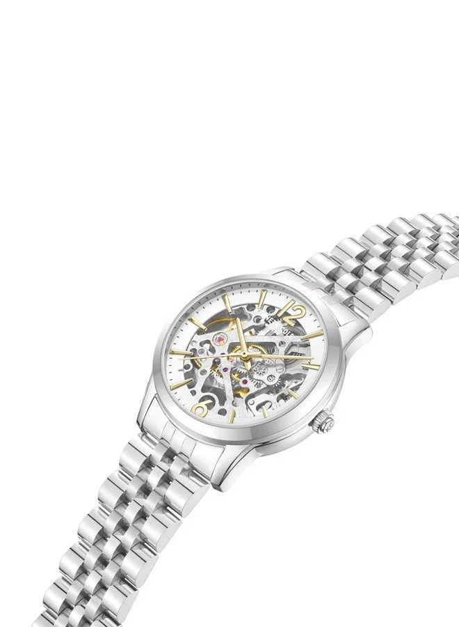 Kenneth Cole New York White Dial Silver Stainless Steel Bracelet Automatic Watch for Women 36mm