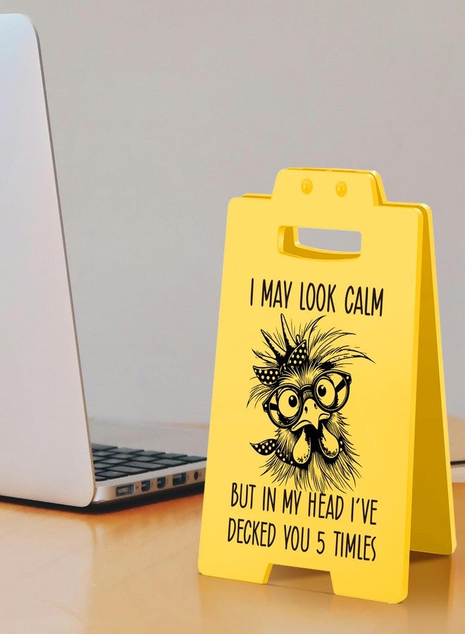 MAMAGIFTREE Funny Work Gifts I May Look Calm Desk Sign-Funny Chicken Western Humor | Small Office Gifts for Coworkers Friends, Cute Office Decor Accessories - Image 4